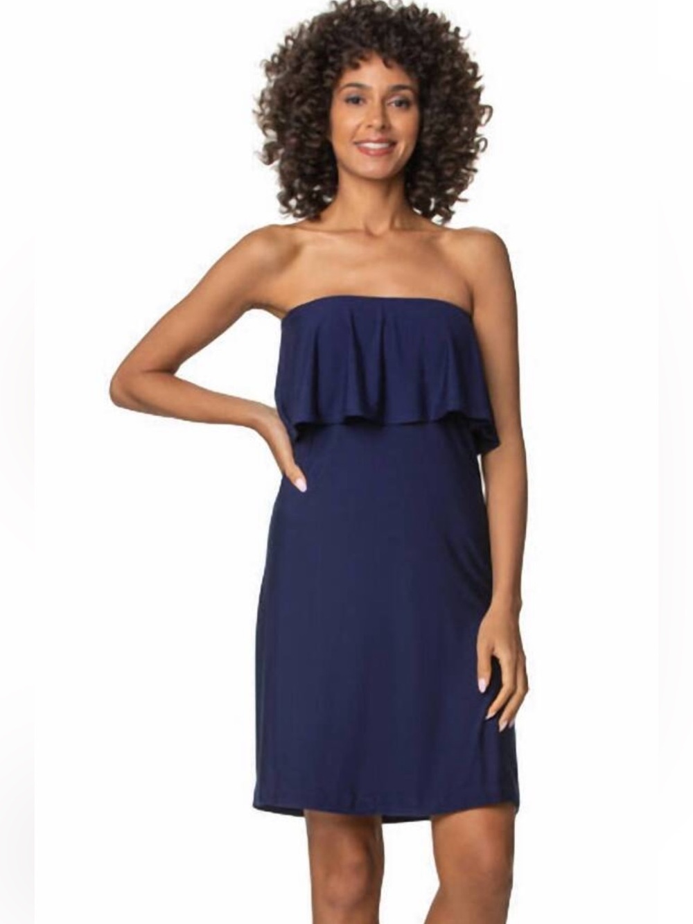 Helen Jon , Kimberly Bandeau dress Navy Strapless Ruffle Sundress XS